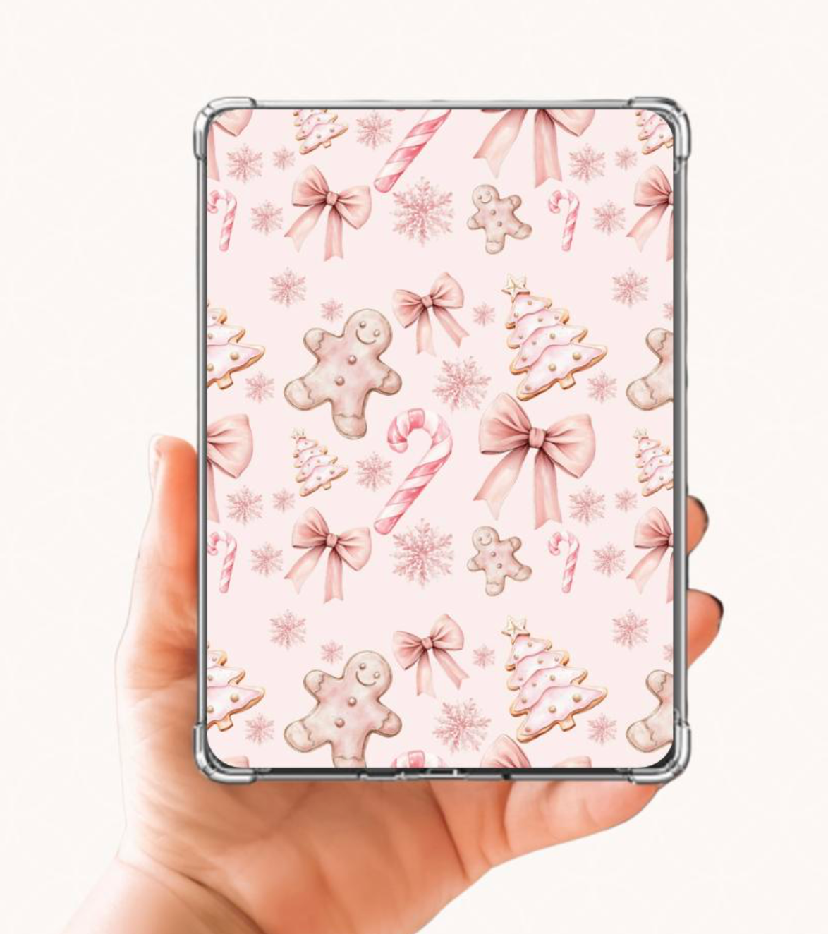 Pink Gingerbread Christmas Kindle E-Reader Case Insert