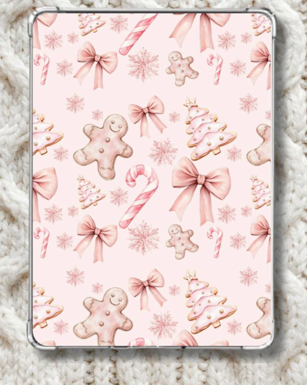 Pink Gingerbread Christmas Kindle E-Reader Case Insert