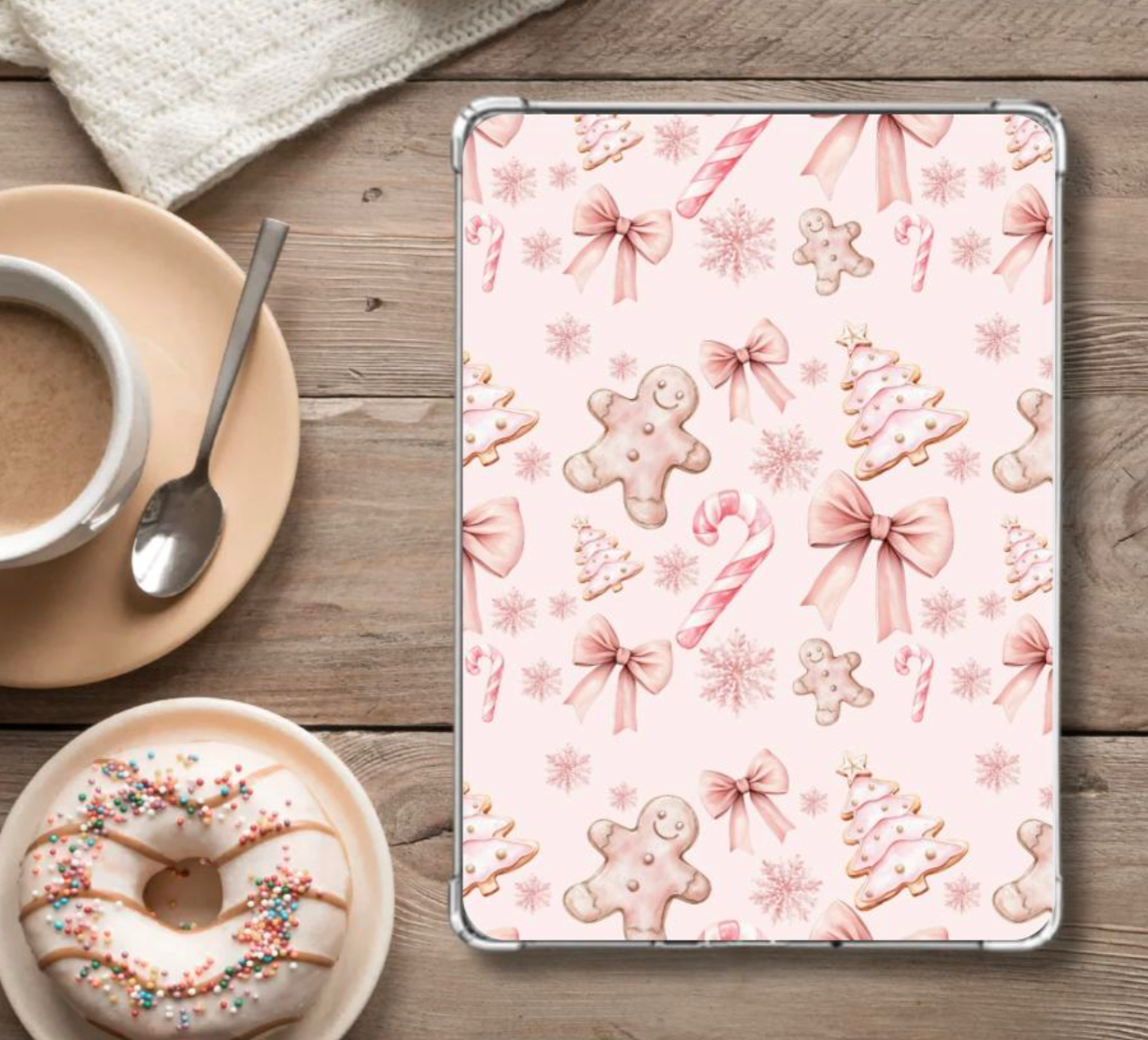 Pink Gingerbread Christmas Kindle E-Reader Case Insert