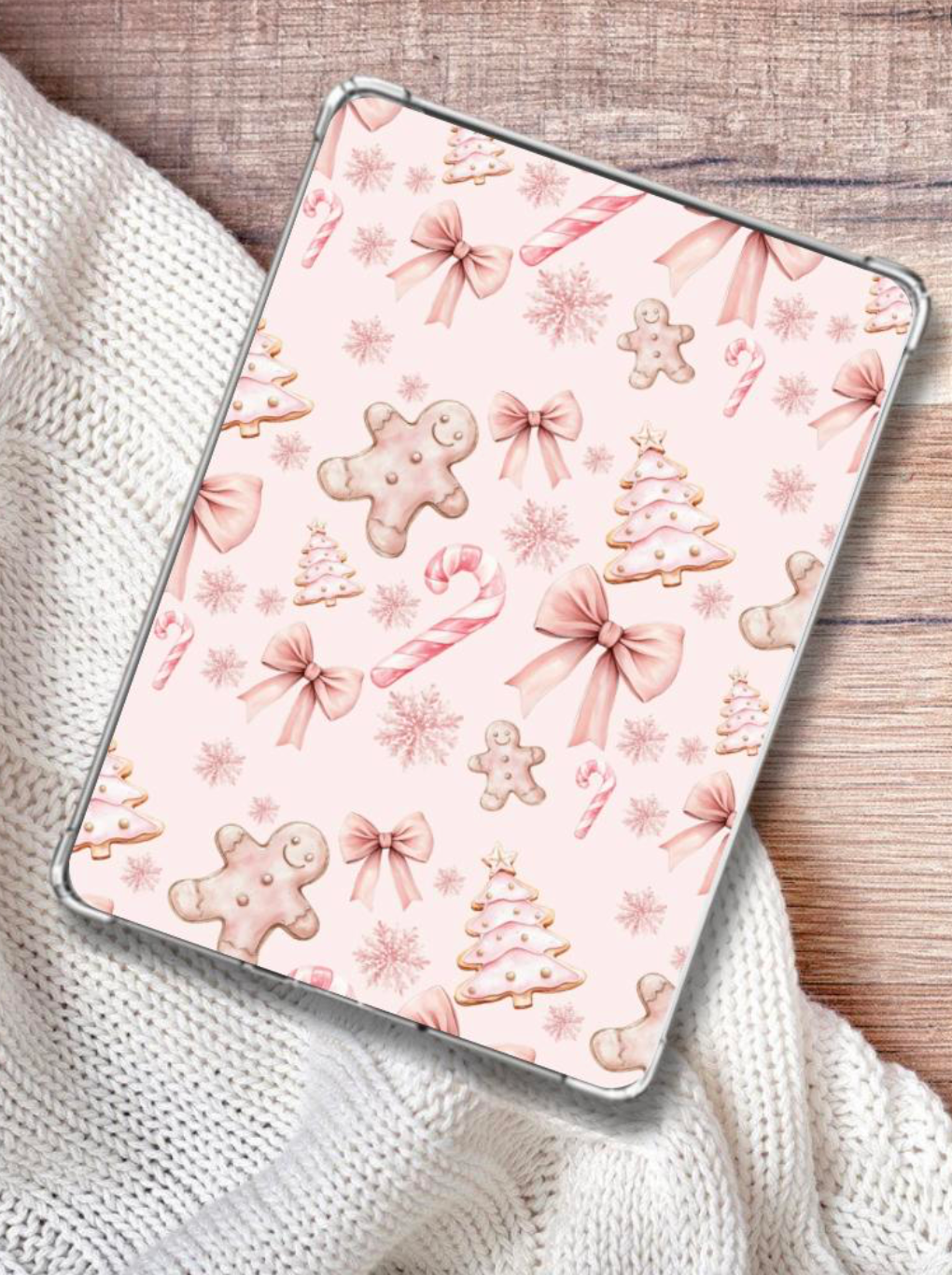 Pink Gingerbread Christmas Kindle E-Reader Case Insert