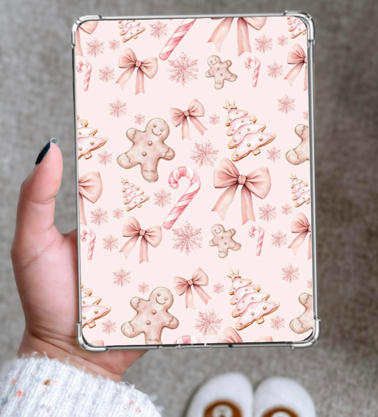 Pink Gingerbread Christmas Kindle E-Reader Case Insert