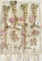 Holiday E-reader Charm Clip-On Dangling Accessory Chain for Kindle Tablet Planner with Heart Adhesive Mount and Whimsical Charms