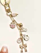 Holiday E-reader Charm Clip-On Dangling Accessory Chain for Kindle Tablet Planner with Heart Adhesive Mount and Whimsical Charms